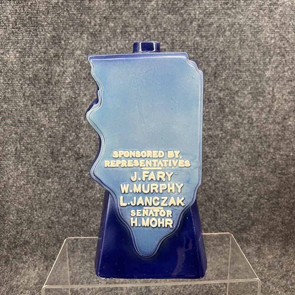 1974 Royal Halburton No 36 Old Mr Boston Blue Illinois Bingo Law Bottle Decanter